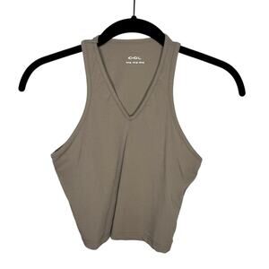 OGL / light brown tan v-neck cropped tank top / M